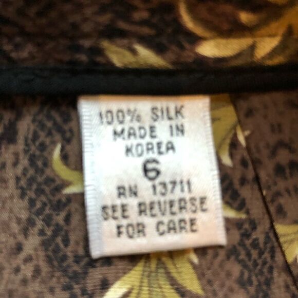 Valerie Steven Skirt set Silk Black/Brown/Gold long skirt button down blouse 6 - Picture 4 of 13